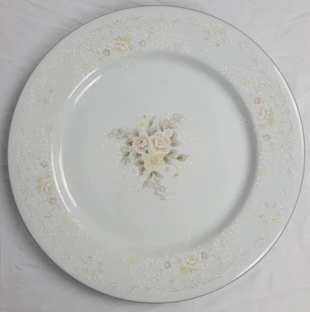 Crescent Fine China Jie Pai Dinner Plate Painted Golden Flowers and Accents